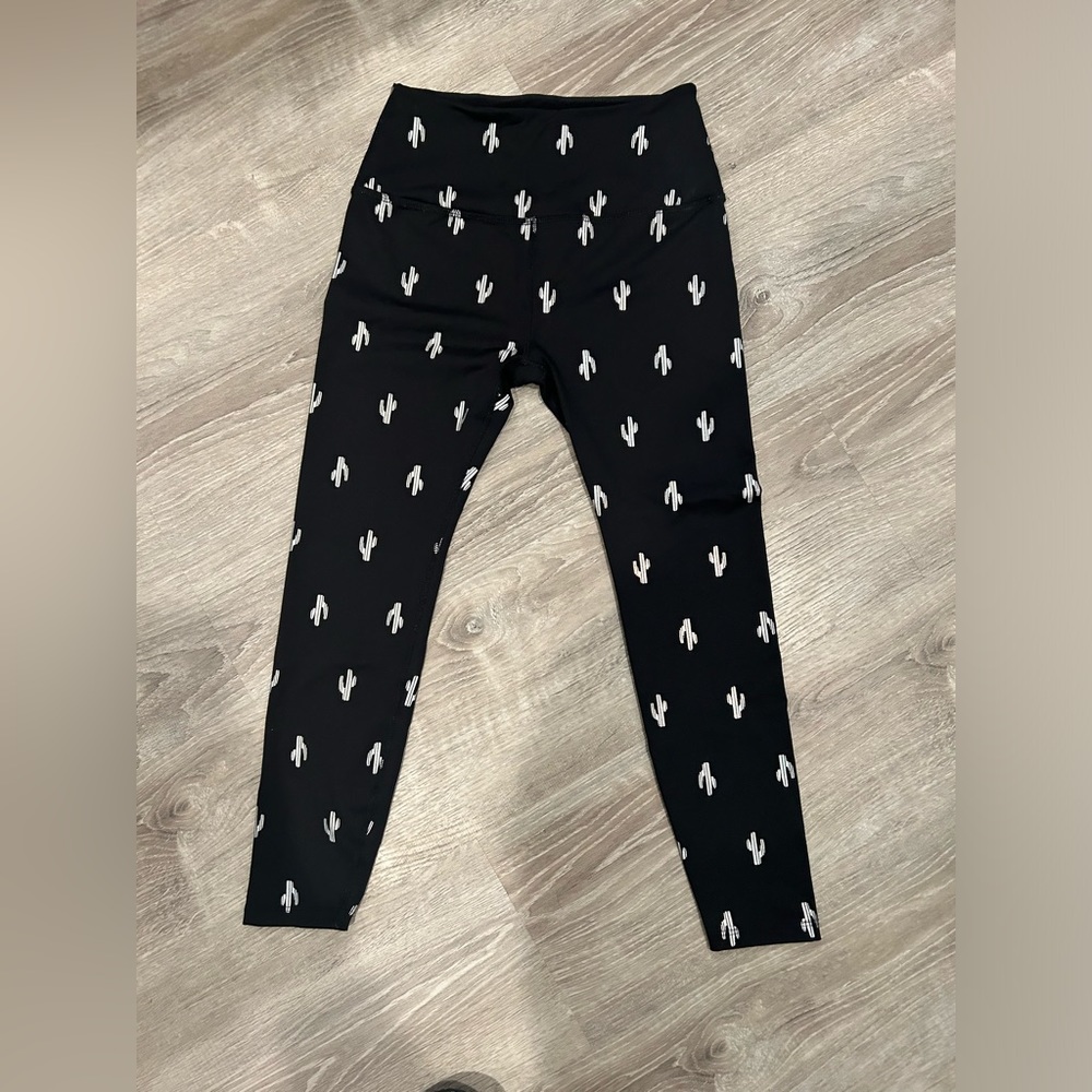 Beyond Yoga Leggings with Foil Cactus Design
